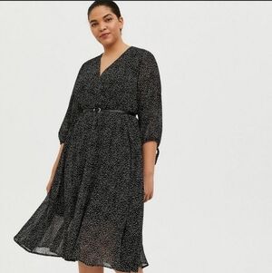 Torrid Black and White Polka Dot Midi Dress
